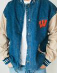 Wisconsin - Denim Varsity Jacket